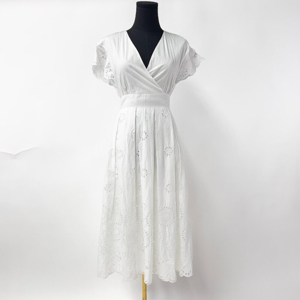 Prarie White Cotton Dress Size Small with circle cut out